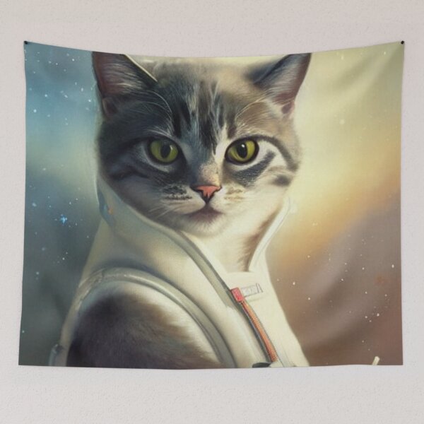 Item preview, Cute Adorable Astronaut Cat wearing a Spacesuit | Space Cat Portrait | Original digital art designed and sold by ArtworkbyEmmy.
