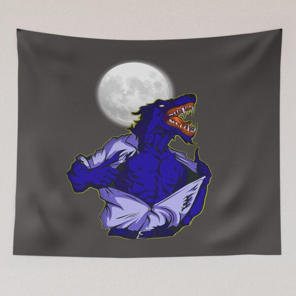 Item preview, Full moon Man transforms into a wild wolf scary design horror jungle world designed and sold by AssamFT.