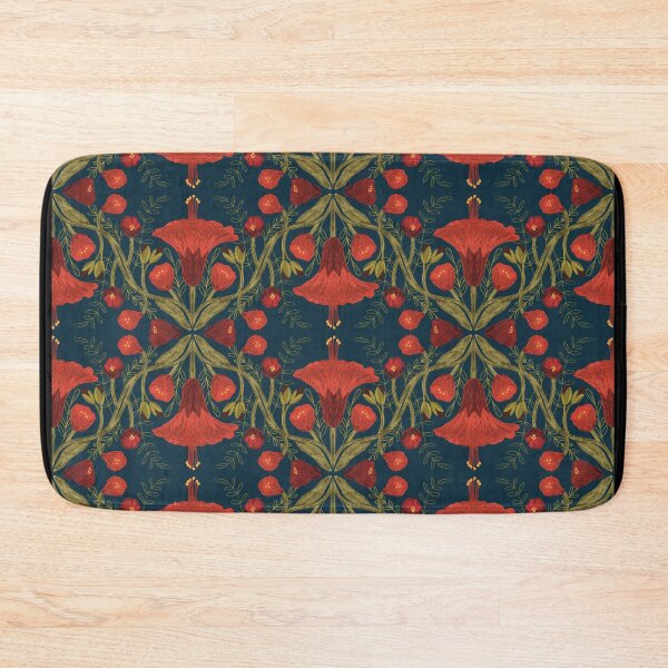 Item preview, Abutilon flower pattern 2 dark blue background designed and sold by Gabba Delgado.
