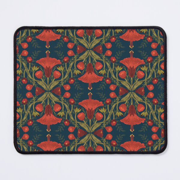 Item preview, Abutilon flower pattern 2 dark blue background designed and sold by Gabba Delgado.