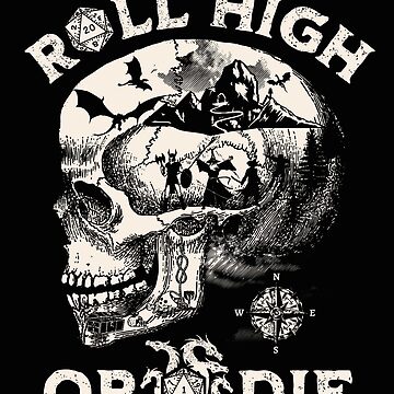 Artwork thumbnail, Dungeons and Dragons: Roll High or Die. Party fighting dragons in a Skull Scene. by DungeonAtelier
