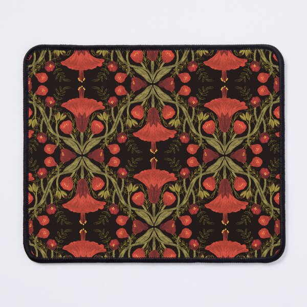 Item preview, Abutilon flower pattern 2 dark brown background designed and sold by Gabba Delgado.