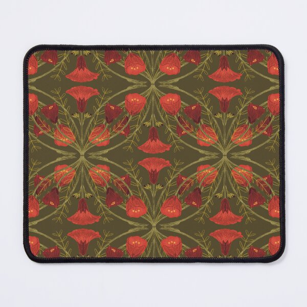 Item preview, Abutilon flower pattern 3 dark green background designed and sold by Gabba Delgado.