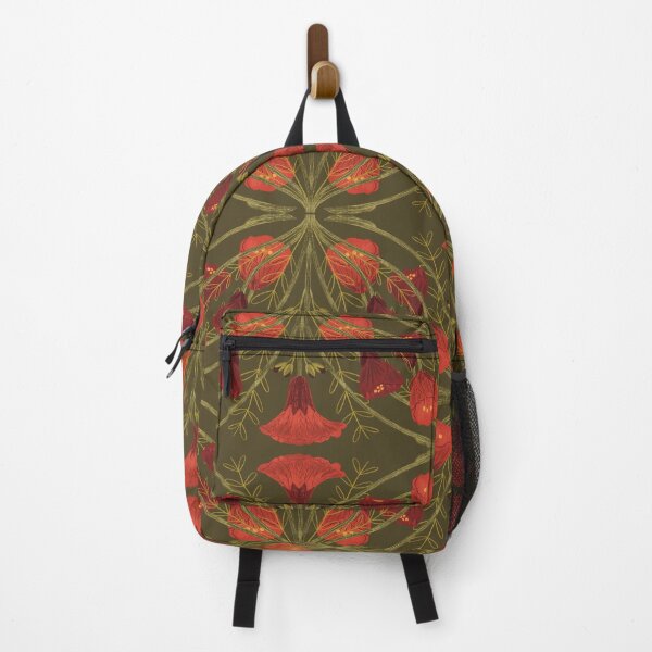 Item preview, Abutilon flower pattern 3 dark green background designed and sold by Gabba Delgado.