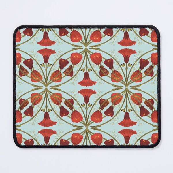 Item preview, Abutilon flower pattern 3 light blue background designed and sold by Gabba Delgado.