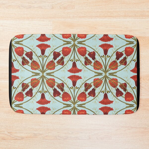 Item preview, Abutilon flower pattern 3 light blue background designed and sold by Gabba Delgado.