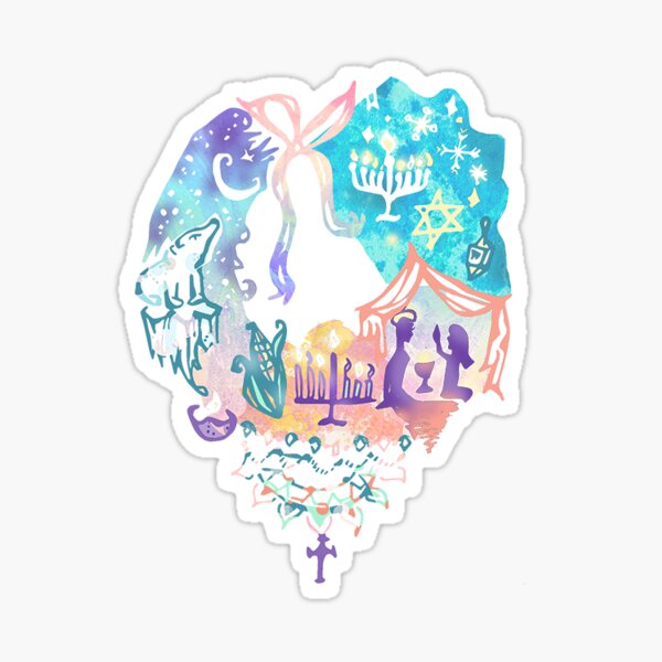 Rainbow Tie-Dye Wreath Sticker