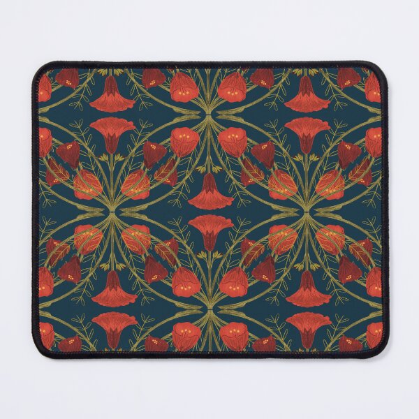 Item preview, Abutilon flower pattern 3 blue background designed and sold by Gabba Delgado.