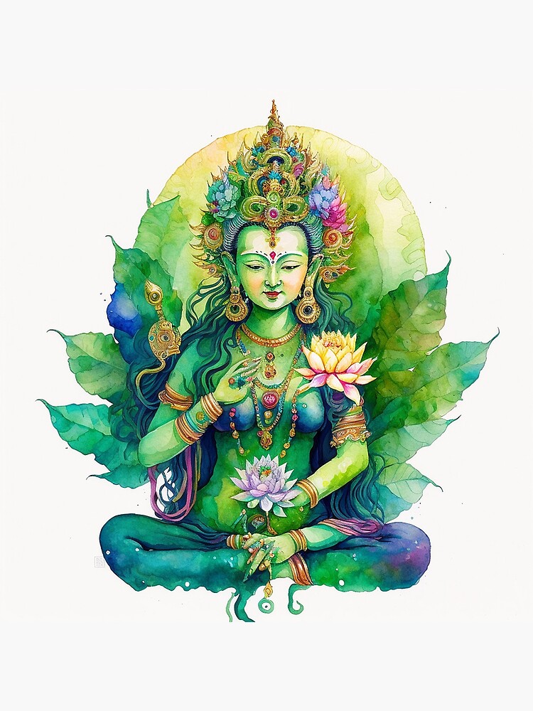 Green Tara Meditating | Metal Print