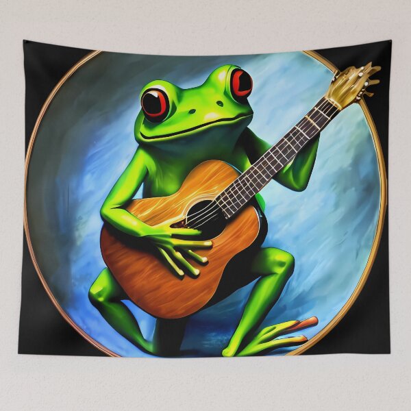 Item preview, Froggy playing guitar designed and sold by BigBrainArtwork.