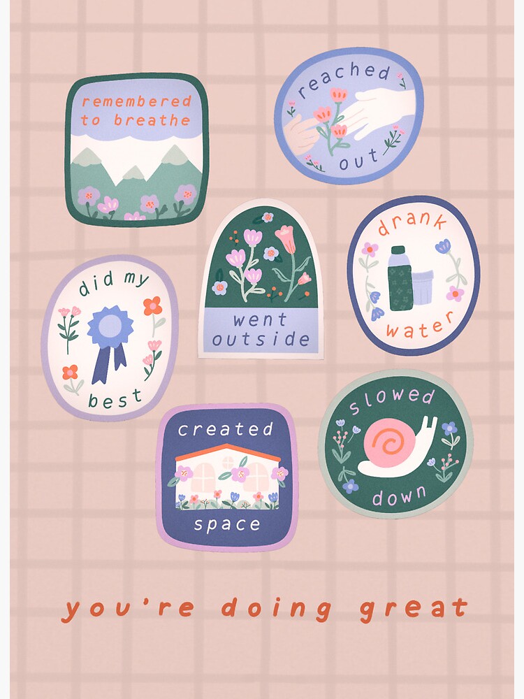 Positivity Badges Set of Motivational Badges Rainbow Badges 