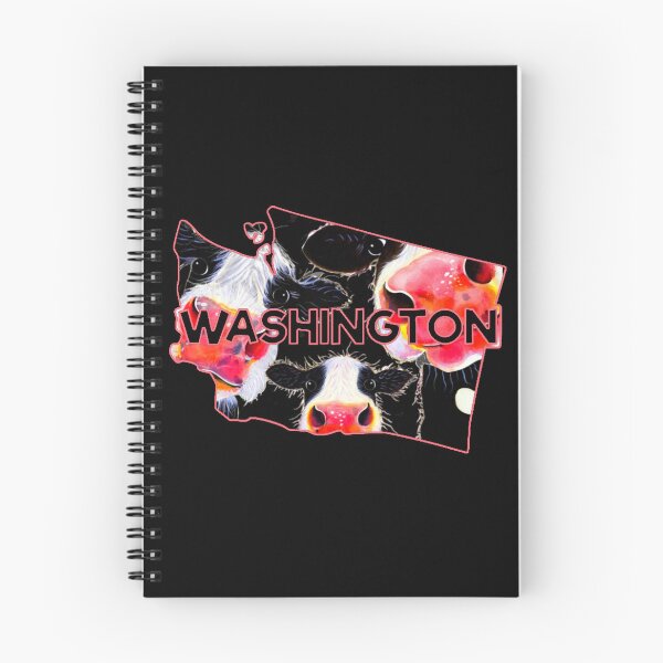 Item preview, Orange outline Washington State silhouette with Cows painting on the inside designed and sold by FarmsteadAcers.