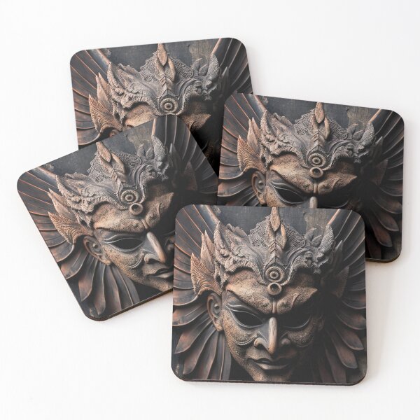 Item preview, Indonesian garuda mask on a wooden door photo designed and sold by RK - Shop.