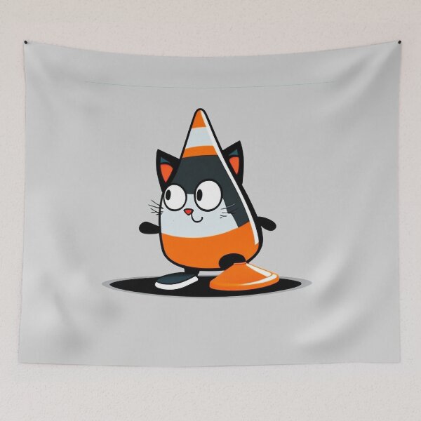Item preview, Traffic Cone Cat (Cartoon Art) designed and sold by The-Fox-Hole.