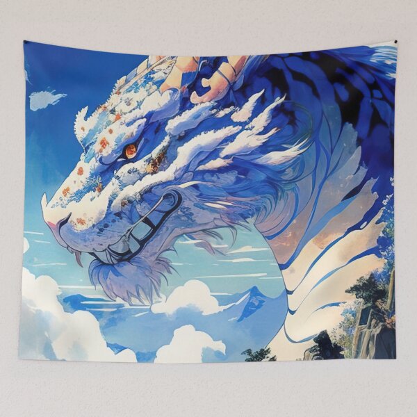 Item preview, Water color anime donghua tiger dragon in clouds designed and sold by RK - Shop.