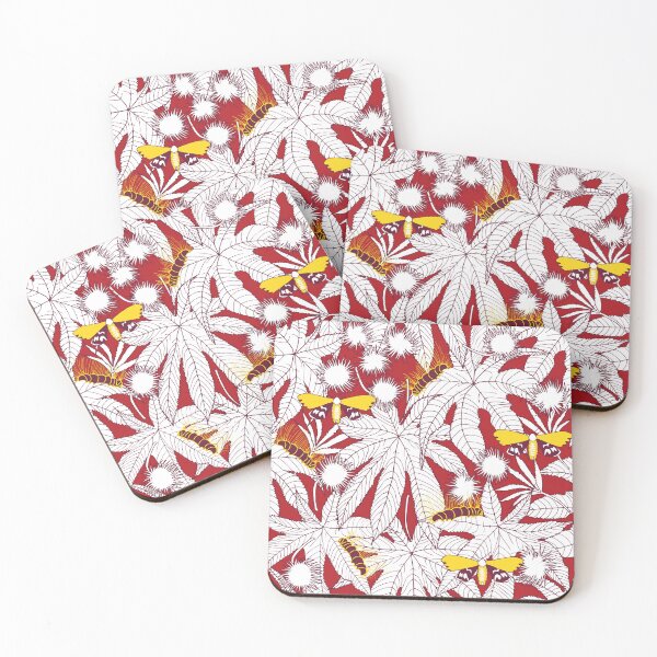 Item preview, ricinus and moths - red-white designed and sold by kobyakov.