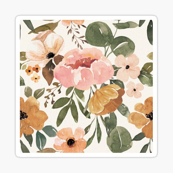 Vista previa del artículo con la obra «Boho Floral, Blush Pink Acuarela Floral, Vintage Floral», diseñado y vendido por cateandrainn.