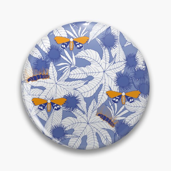 Item preview, ricinus and moths - blue-white-orange designed and sold by kobyakov.