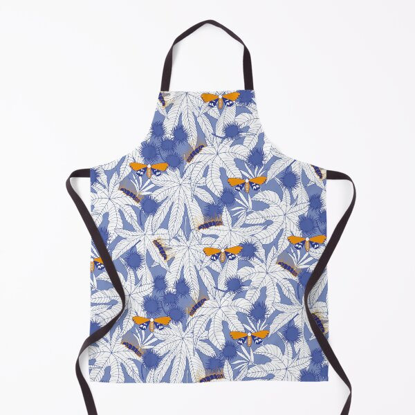 Item preview, ricinus and moths - blue-white-orange designed and sold by kobyakov.
