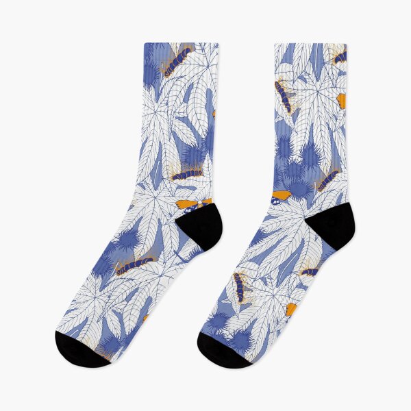 Item preview, ricinus and moths - blue-white-orange designed and sold by kobyakov.