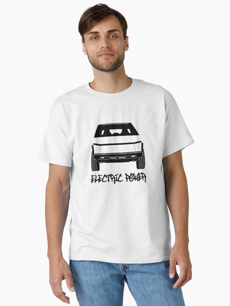Thumbnail 1 von 7, Classic T-Shirt, Cybertruck-Silhouette (vorne, schwarz) designt und verkauft von 718Raindeer.