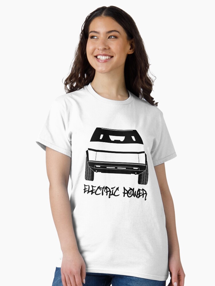 Thumbnail 2 von 7, Classic T-Shirt, Cybertruck-Silhouette (vorne, schwarz) designt und verkauft von 718Raindeer.