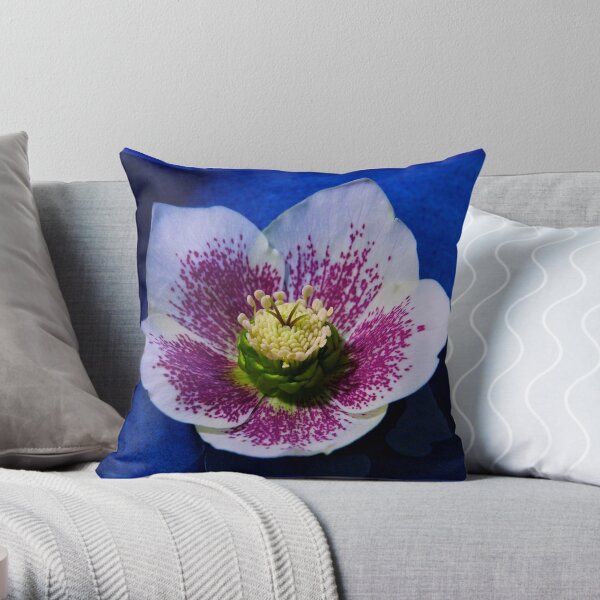 Hellebore Flower Head Throw Pillow
