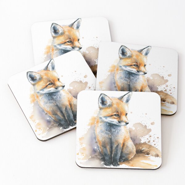 Item preview, Watercolor Cute Baby Fox, Realistic Watercolor Fox Cub designed and sold by MoonFoxDesign.