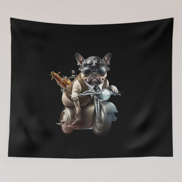 Item preview, French Bulldog Riding Motorcycle Glasses And Helme With A Smoking Jacket On. designed and sold by adembulut.