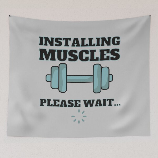 Item preview, INSTALLING MUSCLES PLEASE WAIT,FUNNY FITNESS designed and sold by hijasminflower.