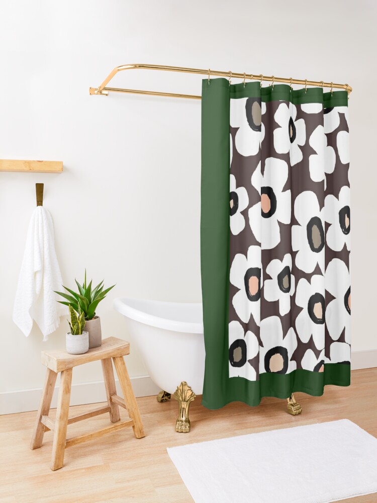 Discover Unique Scandi Boho Floral Pattern Graphic  Shower Curtain