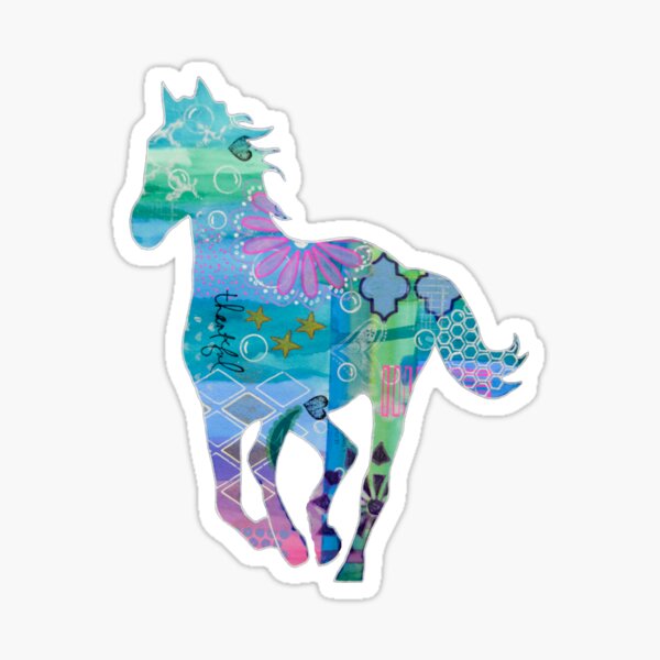 Seahorse Colorful Mixed Media Horse Silhouette Sticker