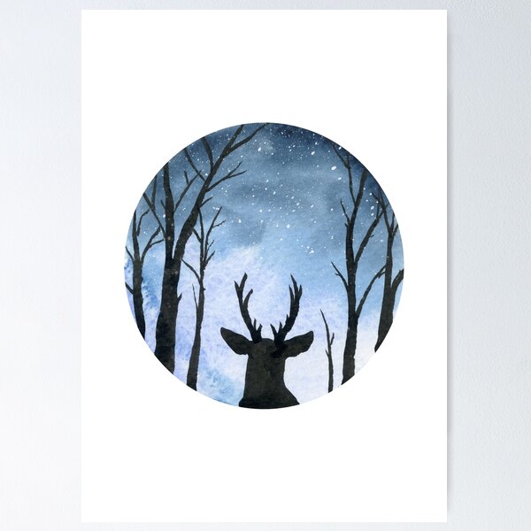 Item preview, The Stag on a Winter Night designed and sold by Justine Lombardi.