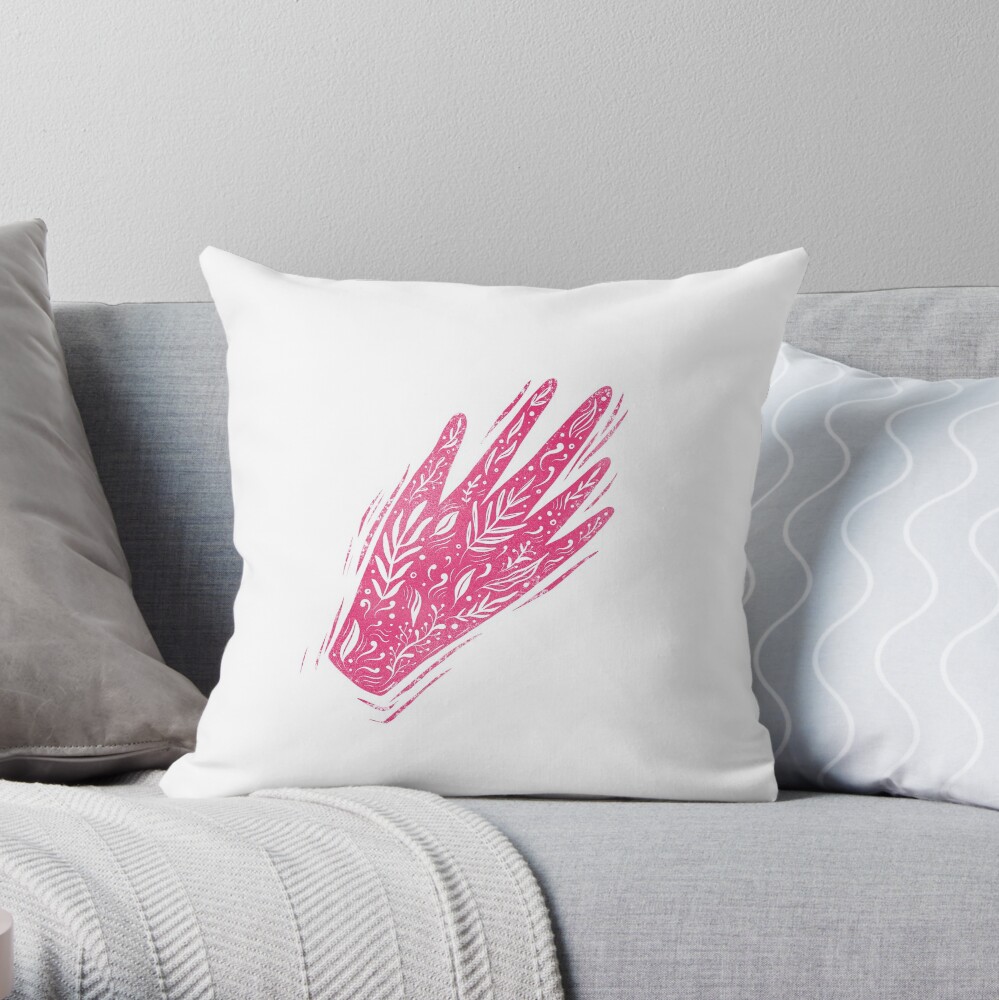 Decorative pink hand Throw Pillow