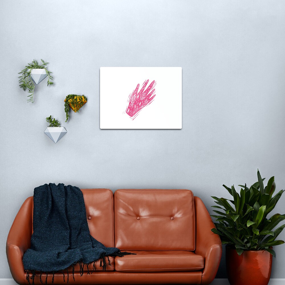 Decorative pink hand Metal Print