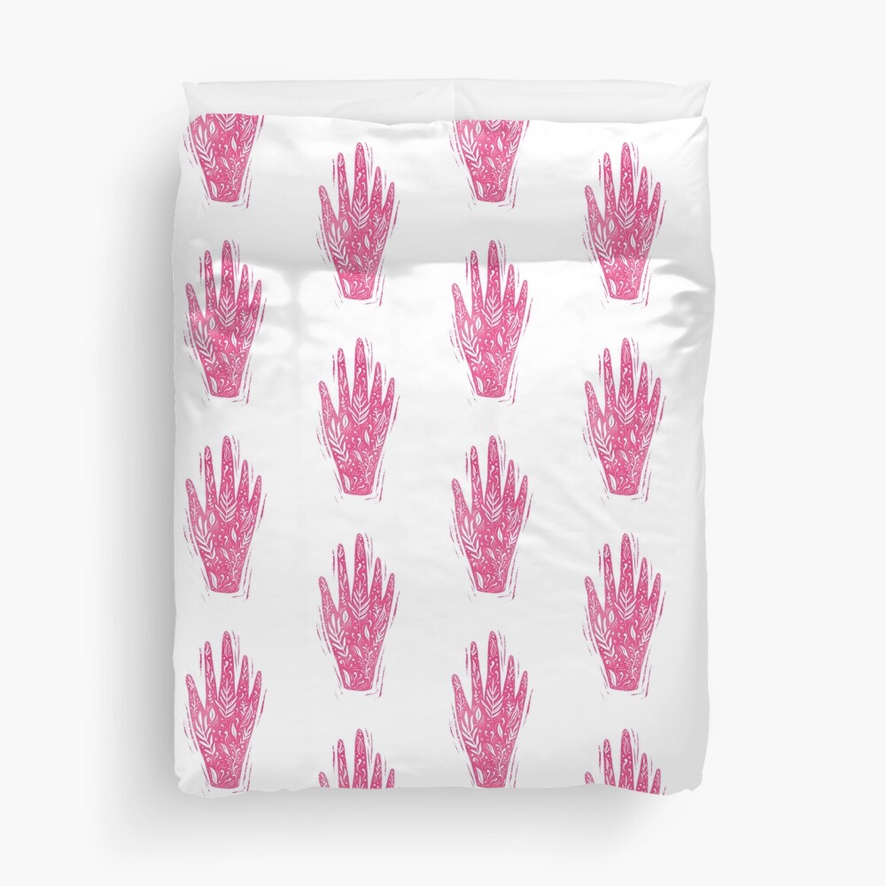 Decorative pink hand Duvet Cover