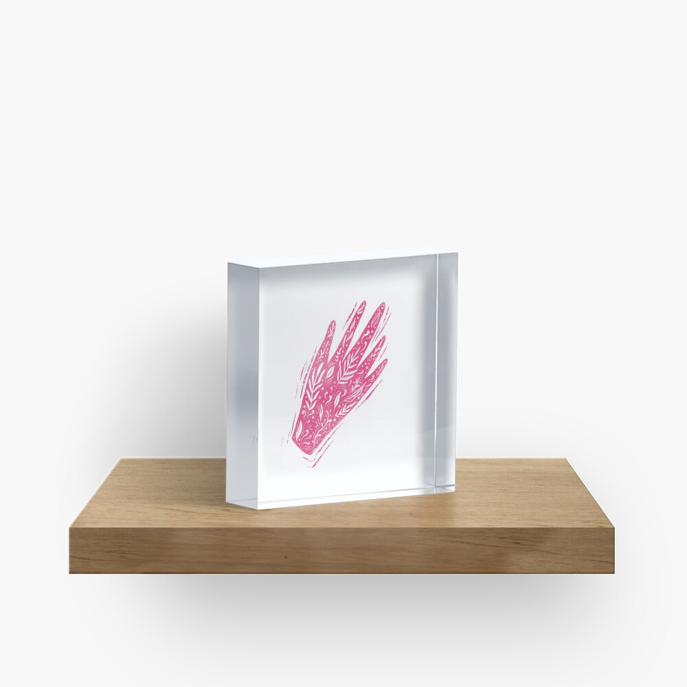 Decorative pink hand Acrylic Block