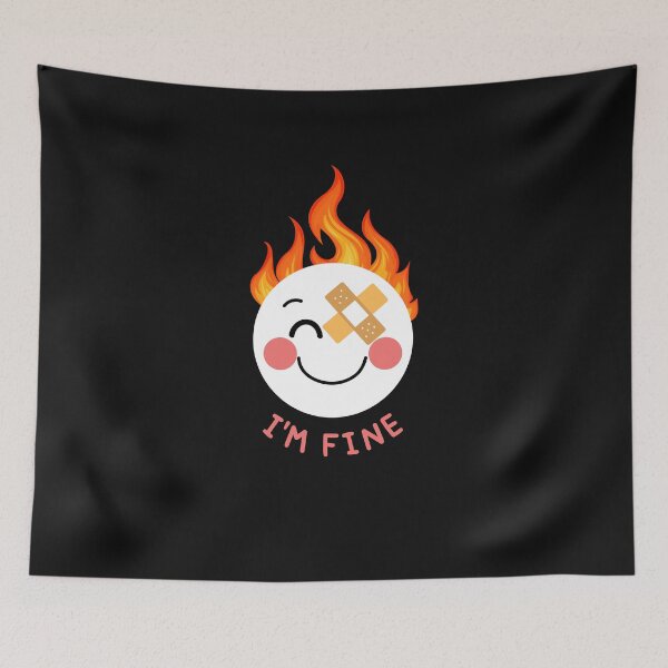 Item preview, Fire Smiley Face Depression Mental Health Cute Funny Gift Sarcastic Happy Fun Introvert Awkward Geek Hipster Silly Inspirational Motivational Birthday designed and sold by EpsilonEridani.
