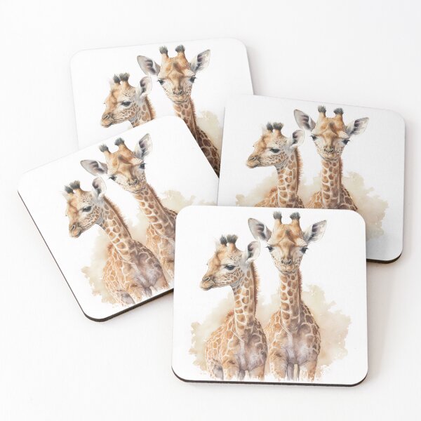 Item preview, Watercolor Cute Baby Giraffe Calf, Couple of Baby Giraffes, Two Giraffes designed and sold by MoonFoxDesign.
