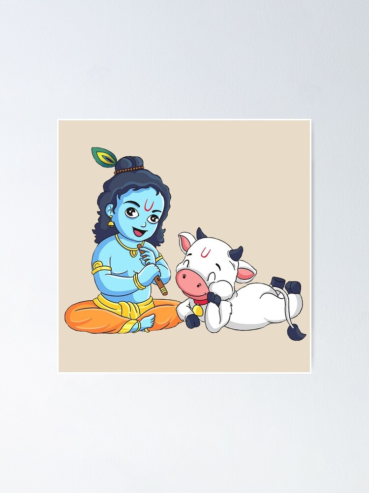 Cutest Krishna playing flute for his cow Cutest Krishna playing flute for his cow