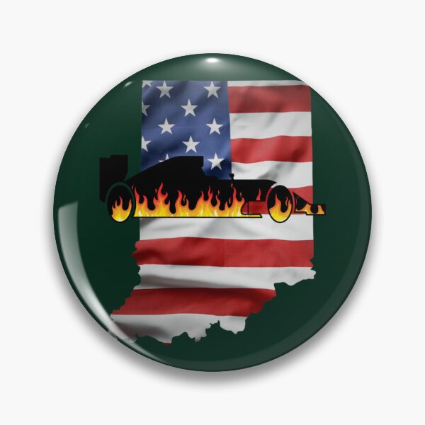 Item preview, Indy 500 Indiana State American Flag with Flaming Racecar    designed and sold by lolantheroxana.