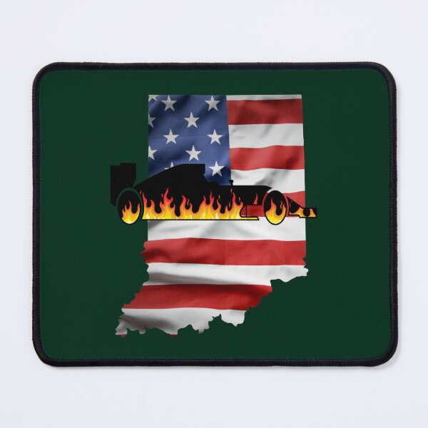 Item preview, Indy 500 Indiana State American Flag with Flaming Racecar    designed and sold by lolantheroxana.