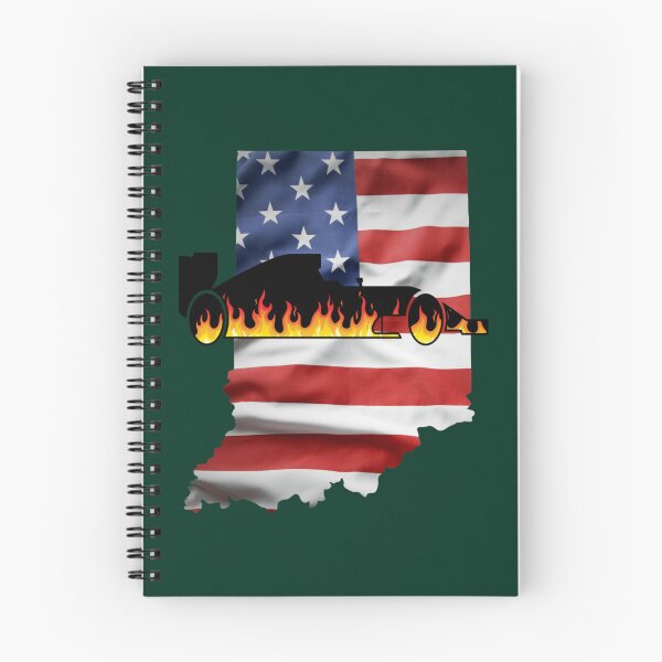 Item preview, Indy 500 Indiana State American Flag with Flaming Racecar    designed and sold by lolantheroxana.
