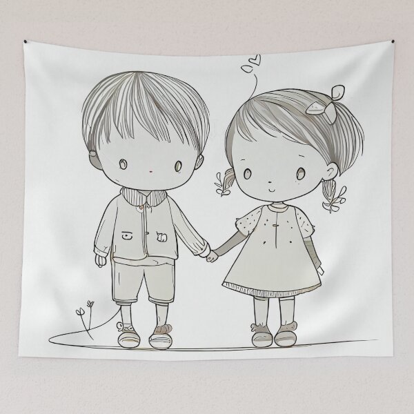 Item preview, a boy and a girl in love vday designed and sold by artfullyprompt.