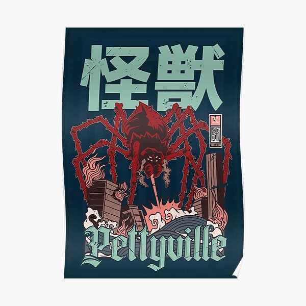 "Pettyville Giant Spider Kaiju (On Dark Background) 12220108" Poster