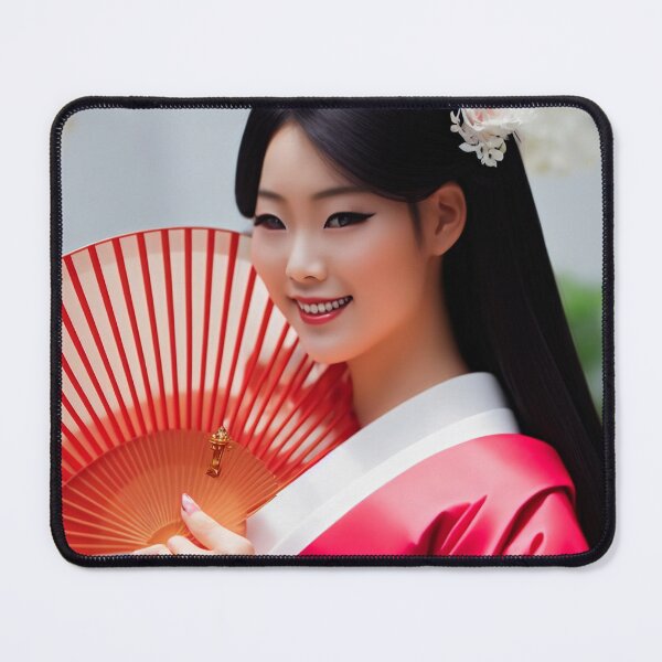 Beautiful Japanese Geisha in a White and Red Kimono Holding a Fan Art  Board Print for Sale by AlePosters