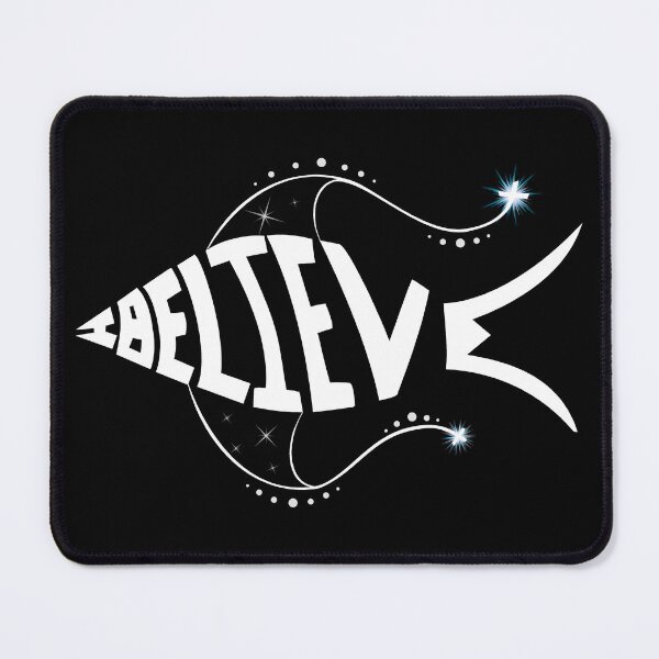 Item preview, I BELIEVE Christian Fish with Glowing Crosses - White Design designed and sold by tammyreneart.