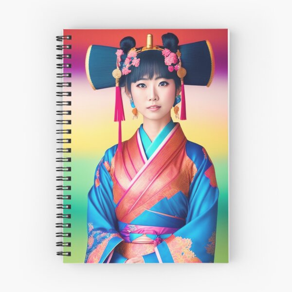 Aperçu de l'œuvre Belle Geisha japonaise dans un kimono multicolore et élaboré créée et vendue par AlePosters.