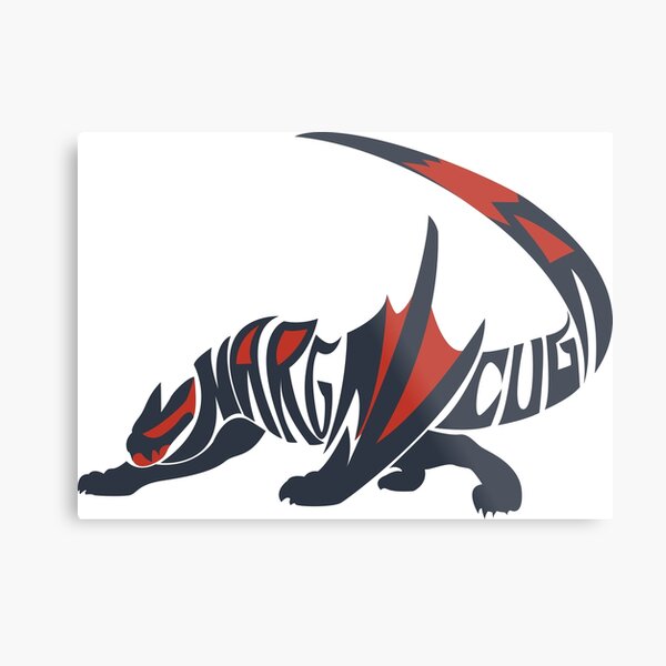 Nargacuga Two-Color Typography Metal Print