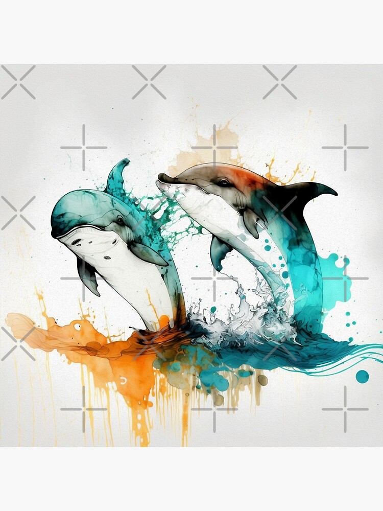 Seapunk-inspired Watercolor Painting of Two Dolphins Art Board Print for  Sale by Patrick Booth